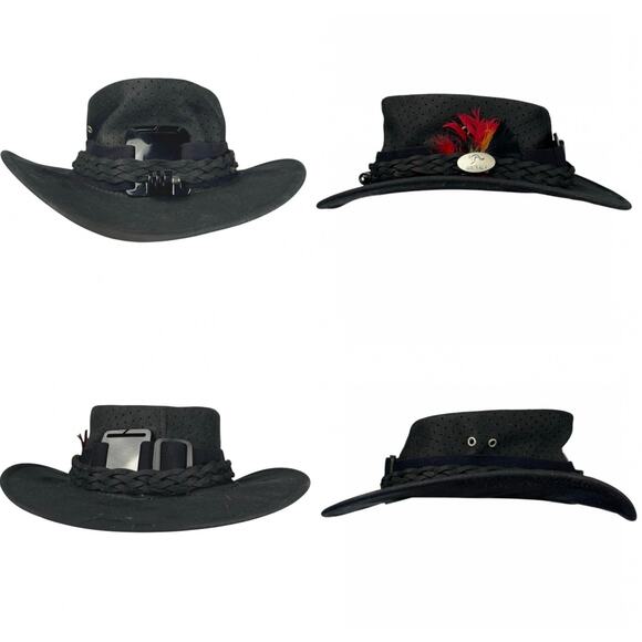 EUC - Aussie Chiller Soak Me Black Perforated Faux Suede Hat - Picture 1 of 7